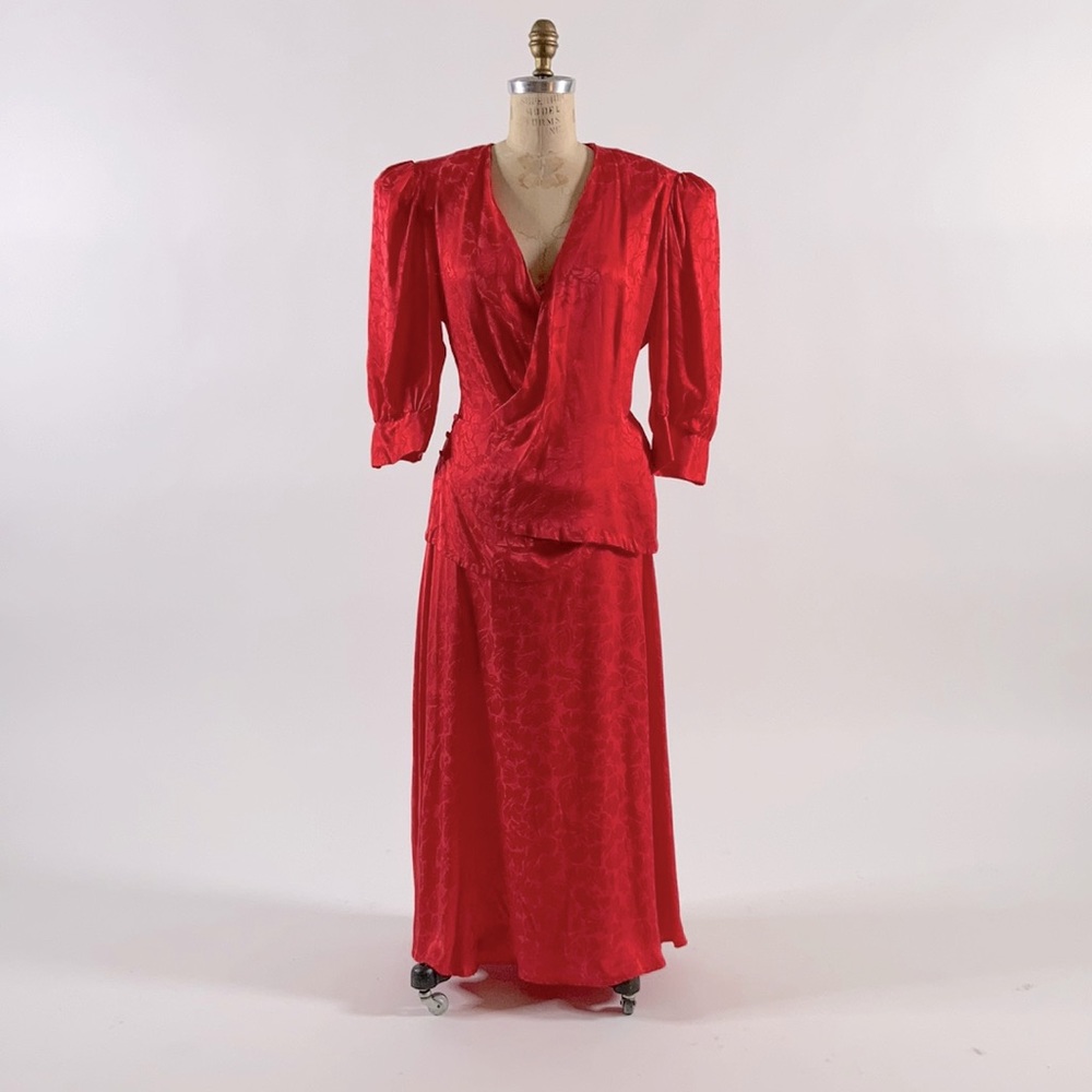 Vintage 1980’s Flora Kung silk skirt and cross over too set.